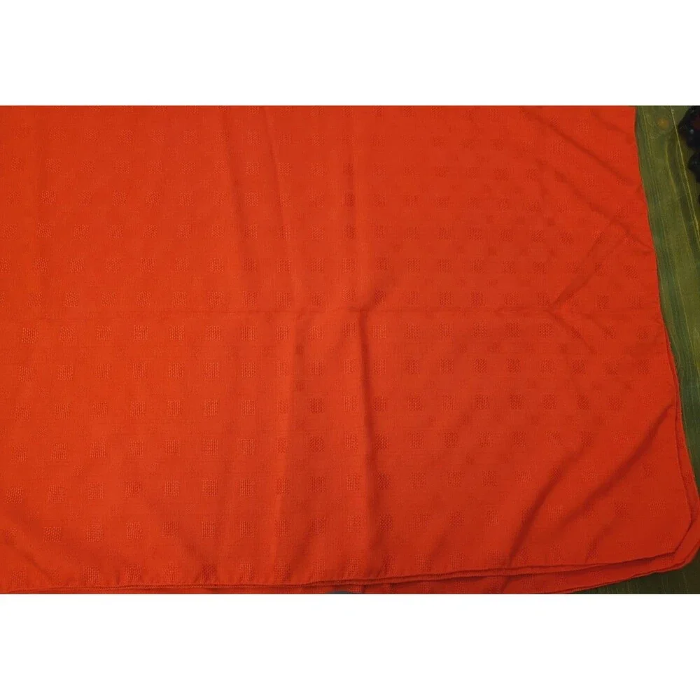 Vintage Tableloth Solid Red Jacquard Squares Polyester 80x59